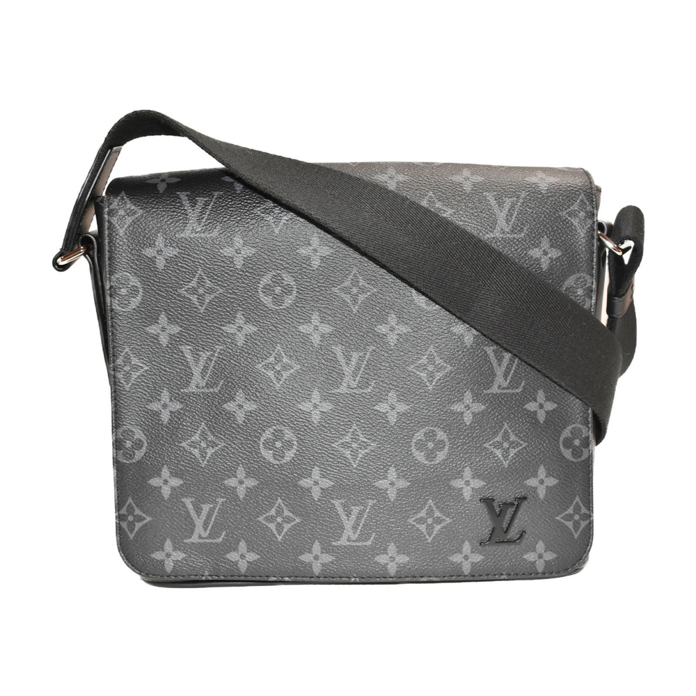 LOUIS VUITTON District NM Monogram Eclipse Black Canvas Shoulder Bag Gray